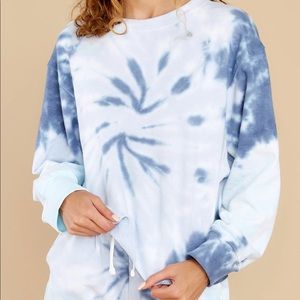 Sea blue and navy cropped tie dye sweatshirt. NEW